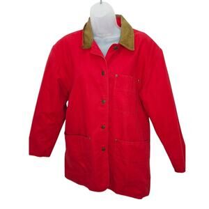 Vintage  David Brooks Red Women's Cotton Barn Coat Plaid Print Lining Size M 90S